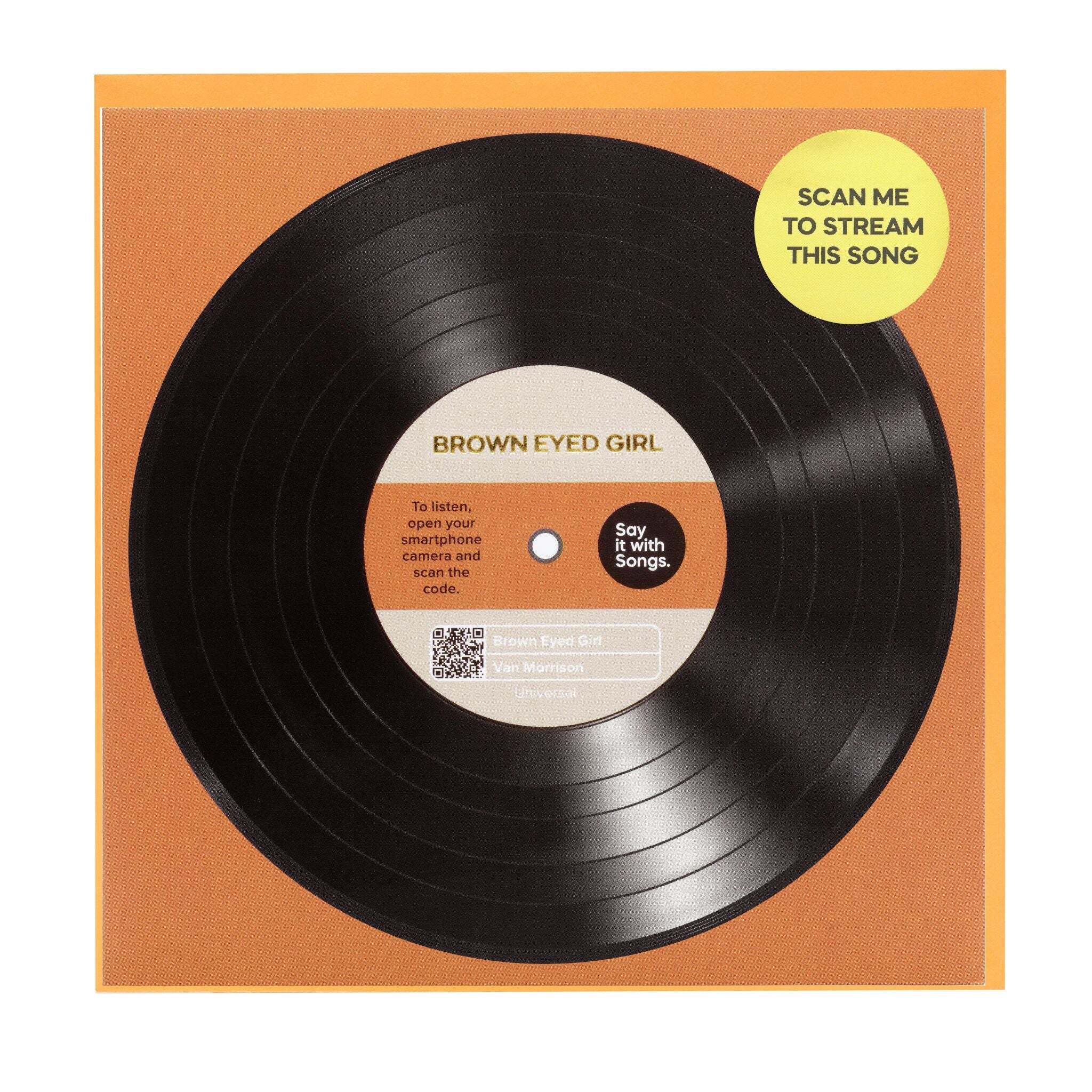 Vinyl record with a label on an orange background
