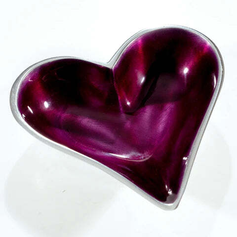 Lilac Heart-shaped dish on a white background