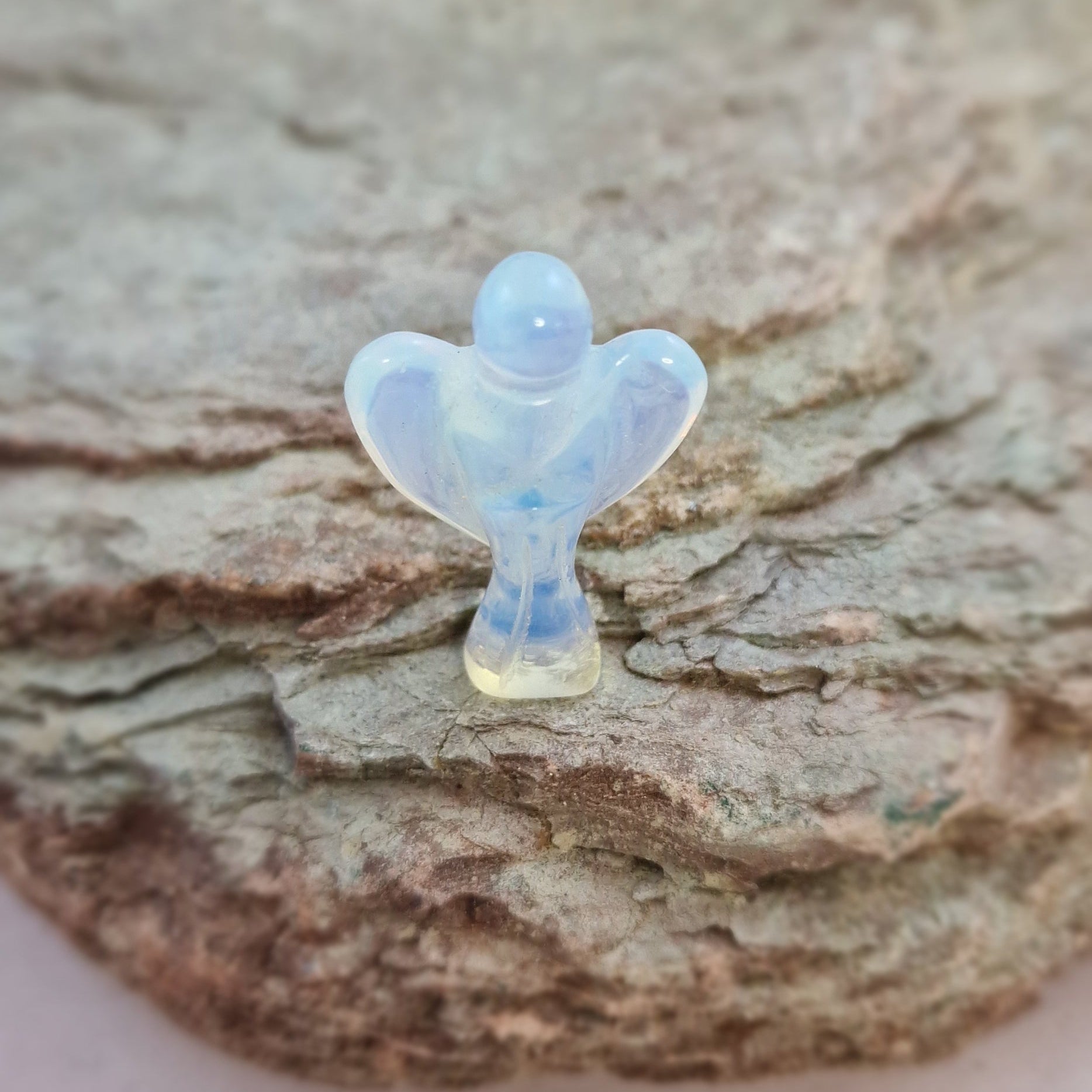 Opalite crystal angel 30mm iridescent polished carving