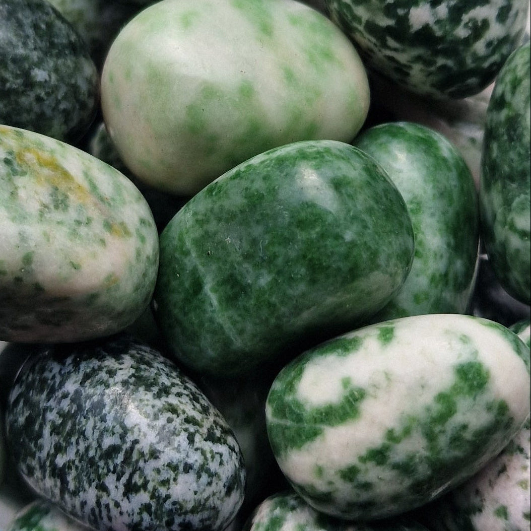 Snake Dragon Jade Tumblestones mottled green and white