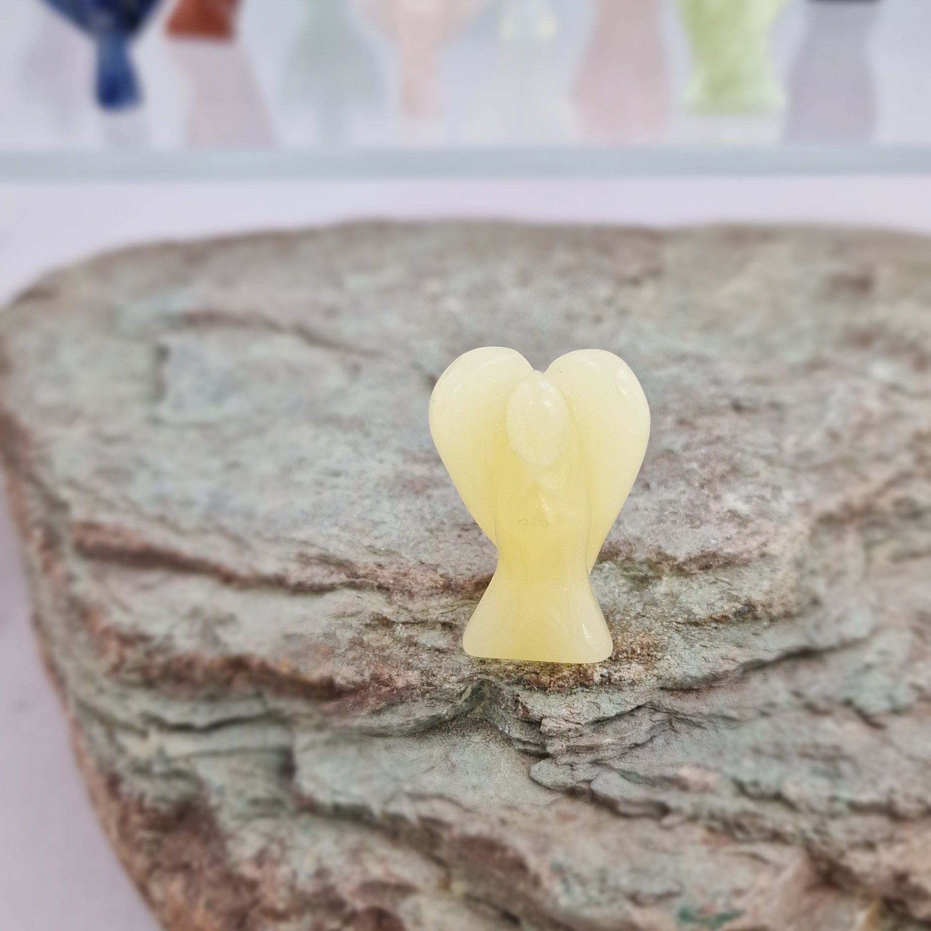 Yellow Aventurine crystal angel 30mm polished gemstone carving
