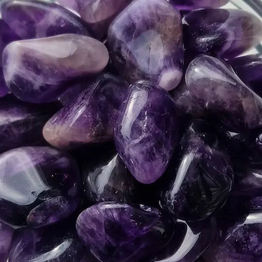 Close-up of purple amethyst crystals